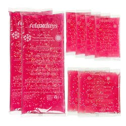 Relaxdays compresses avec gel thermique en lot de 8, premiers secours, 3 tailles, chaud-froid, sport, muscles, rose