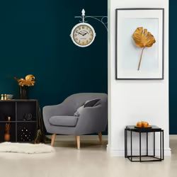 Relaxdays - Horloge murale, design vintage, analogique, fonctionne avec 2 piles, décorative, hlp : 34x35x10 cm, blanche