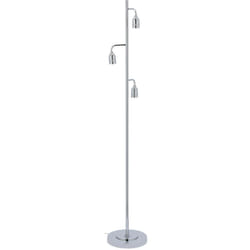 Relaxdays - Lampadaire, 3 lumières, câble avec interrupteur à pied, salon, couloir, HxD : 150x25 cm, douille E27, argenté
