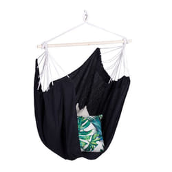 Relaxdays Hamac coton siège suspendu pour intérieur & extérieur 150 kg enfants & adultes noir