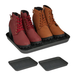 Relaxdays Bacs à chaussures lot de 3 supports pour souliers mouillés HxLxP: 3 x 35 x 27 cm plateaux plastique gris