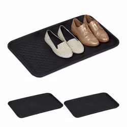 Relaxdays Plateaux XL chaussures lot de 3 supports pour souliers mouillés 60 x 40 cm larges bacs en plastique noir