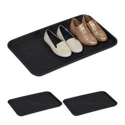 Relaxdays Plateaux XL chaussures lot de 3 supports pour souliers mouillés 60 x 40 cm larges bacs en plastique noir