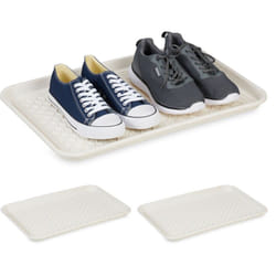 Relaxdays - Plateaux xl à chaussures, lot 3, supports pour souliers mouillés, 60 x 40 cm, larges bacs en plastique, blanc