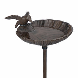 Relaxdays - Abreuvoir à oiseaux sur pied, en fonte, 100 cm, résistant gel et pluie, style classique et baroque, brun