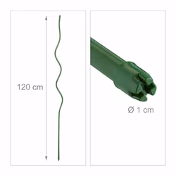 Tuteur à tomates en lot de 20, longueur 120 cm, diamètre 10 mm, métal inoxydable (acier) et pe, vert - Relaxdays - Vue supplémentaire 4