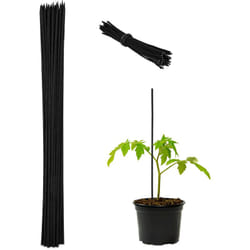 Relaxdays - Tuteur à tomates en bambou avec fil de fer, en lot de 50, pour les fleurs et les légumes, 60 x 0,6 cm, noir