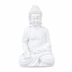 Relaxdays - Statue de Bouddha assis, résistante aux intempéries et au gel, pour jardin et salon, 17,5 cm, blanc