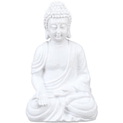 Relaxdays - Statue de Bouddha assis, résistante aux intempéries et au gel, pour jardin et salon, 30 cmx19,5x12 cm, blanc