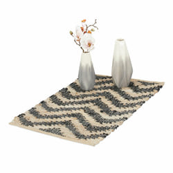 Relaxdays - Tapis de couloir, coton et jute, 50 x 80 cm, antidérapant, tissé main, carpette cuisine, zigzag, beige-noir