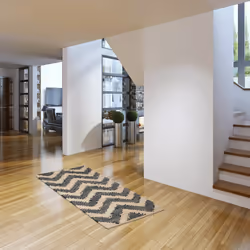 Tapis, motif zigzag 70 x 140 cm, coton et jute, antidérapant, tissé à la main, carpette, noir-beige - Relaxdays