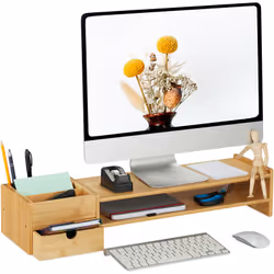 Ce support d'écran pour le bureau permet d'organiser le poste de travail et d'adopter une position assise saine et ergonomiqu ...