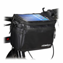 Relaxdays Sacoche pour guidon, étanche, bandoulière, plusieurs poches, pochette pour smartphones, jusqu'à 6,4, noire