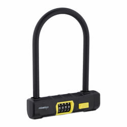 Relaxdays - Antivol en u pour vélo, cadenas à chiffres pour bicyclettes & vélos électriques, acier & plastique, noir/jaune
