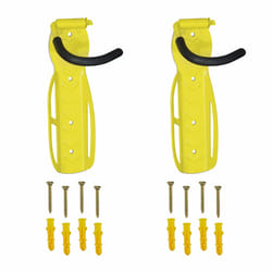 Relaxdays - Support vélo mural, lot de 2, pliant, porte jusqu'à 25 kg, vertical à fixer au mur, jaune