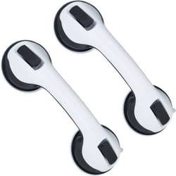 Relaxdays - Barre d'appui avec ventouse, set de 2, douche & baignoire, 70 kg, personnes âgées & handicapées, blanc/noir