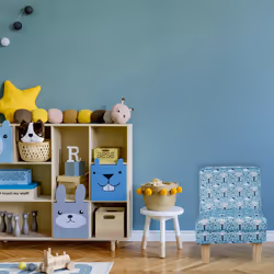Relaxdays Fauteuil pour enfants avec motifs d’éléphant, pour votre bout de chou, HLP : 60 x 45 x 52 cm, bleu clair
