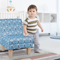 Relaxdays Fauteuil pour enfants avec motifs d’éléphant, pour votre bout de chou, HLP : 60 x 45 x 52 cm, bleu clair