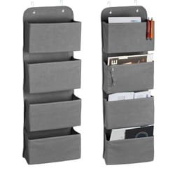 Relaxdays - 2x Organiseurs suspendus, 4 compartiments, portes avec crochets, en feutre, bain et bureau, organiseurs porte, gris