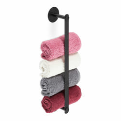 Porte-serviettes autoadhésif en inox, pour la salle de bain,sans perçage, hlp : 5,5 x 40,5 x 7 cm, noir - Relaxdays