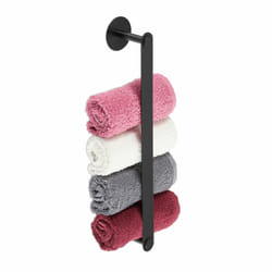 Porte-serviettes autoadhésif en inox, à fixer dans la salle de bain sans percer, hlp : 5,5 x 40,5 x 7 cm, noir - Relaxdays