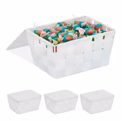 Panier de rangement lot de 4 avec couvercle aspect tressé organiseur salle de bain 105 x 195 x 145 cm blanc