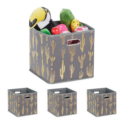 4 Boîtes pliables rangement carré HLP 29 x 285 x 28 5 cm pour étagère sans couvercle organiser salon gris/doré
