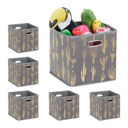 6 Boîtes pliables rangement carré HLP 29 x 285 x 28 5 cm pour étagère sans couvercle organiser salon gris/doré