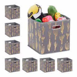 8 Boîtes pliables rangement carré HLP 29 x 285 x 28 5 cm pour étagère sans couvercle organiser salon gris/doré