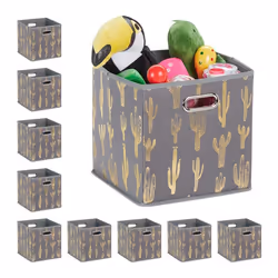 10 Boîtes pliables rangement carré HLP 29 x 285 x 28 5 cm pour étagère sans couvercle organiser salon gris/doré