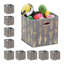10 Boîtes pliables rangement carré HLP 29 x 285 x 28 5 cm pour étagère sans couvercle organiser salon gris/doré