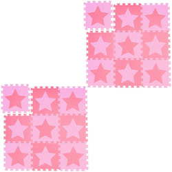 Relaxdays - Tapis de jeu, lot de 18 pièces de puzzle, étoiles, mousse eva, sans polluants, 91x91 cm par carré, 1,6 m², enfants, rose