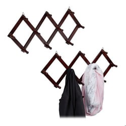 Garde-robe murale lot de 2 en bois tringle de garde robe 10 crochets stable vestiaire extensible marron foncé