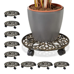 Porte-plantes à roulettes lot de 10 fonte support pot de fleurs 4 roues D: 335 cm rond design antiquités bronze