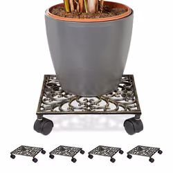 Porte-plantes à roulettes lot de 5 support pot de fleurs 4 roues D: 335 cm carré design antiquités bronze