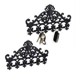 2x porte-manteau en fonte avec 5 crochets patère de style antique pour clés H x L x P : 17 x 35 x 35 cm noir