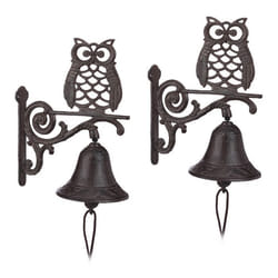 2x Cloches Fonte Chouette Sonnette Murale Antique Rustique Hibou Cordon Déco imperméable Porte Jardin brun foncé