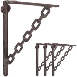 Relaxdays - querre d'étagère en fonte, set de 4, motif de chaîne style antique, support mural pour étagère, brun rouillé