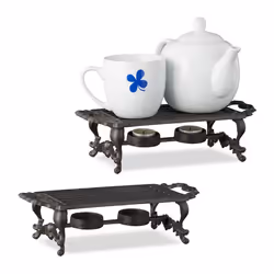 Réchauffe plat en lot de 2 chauffe-plat réchaud fonte bougie théière café antiquités HxlxP: 85 x 30 x 135 cm marron