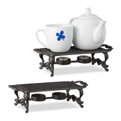 Réchauffe plat en lot de 2 chauffe-plat réchaud fonte bougie théière café antiquités HxlxP: 85 x 30 x 135 cm marron