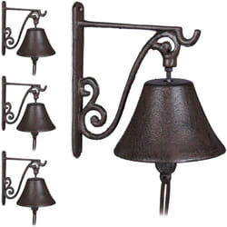 Relaxdays - Clochette de porte en fonte, lot 4, antique Carillon fort et clair Cloche murale résistante brune
