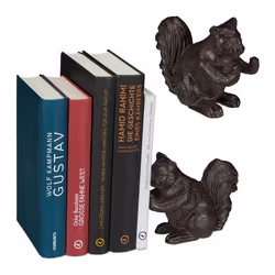 Serre-livres écureuil lot de 2 différentes utilisations pour livres ou CD fonte de fer décoration robuste marron