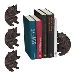 Serre-livres hérisson lot de 4 différentes utilisations pour livres ou CD fonte de fer décoration robuste marron