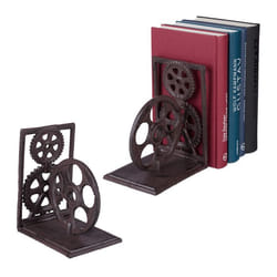 Serre-livres lot de 2 presse-livres en fonte range-livres décoration vintage pellicule HxlxP: 16x13x10 cm brun
