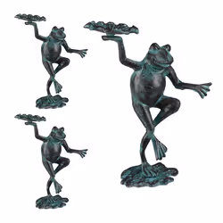 Statue de jardin lot de 3 grenouille dansante fonte fer sculpture figurine de jardin taille M décoration vert