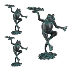 Statue de jardin lot de 3 grenouille dansante fonte fer sculpture figurine de jardin taille M décoration vert