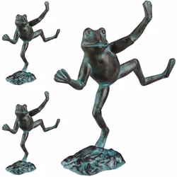 Craquez pour cette grenouille qui provoque le sourire et la bonne humeur. Cette statue de jardin en lot de 2 comporte une gre ...
