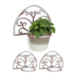 3x Supports pot de fleurs mural fonte effet ancien porte-fleurs décoratif Ø 145 cm blanc