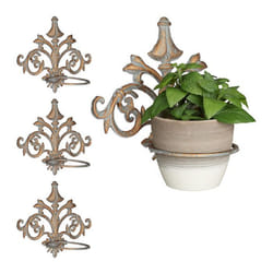 4x Supports pot de fleurs mural baroque fonte décoration Porte plantes mural extérieur Ø 135 cm gris-doré