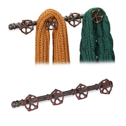 Garde robe de style industriel lot de 2 4 crochets penderie rustique HxlxP 65 x 465 x 6 cm marron
